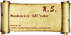 Moskovicz Sándor névjegykártya
